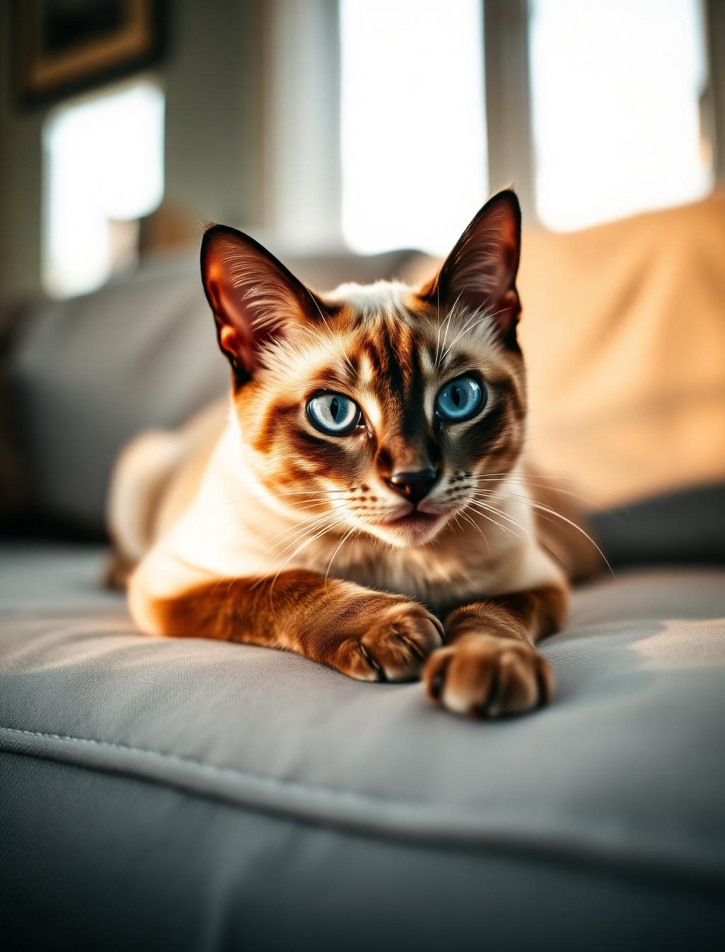 A cat sitting in golden afternoon light on a windowsill